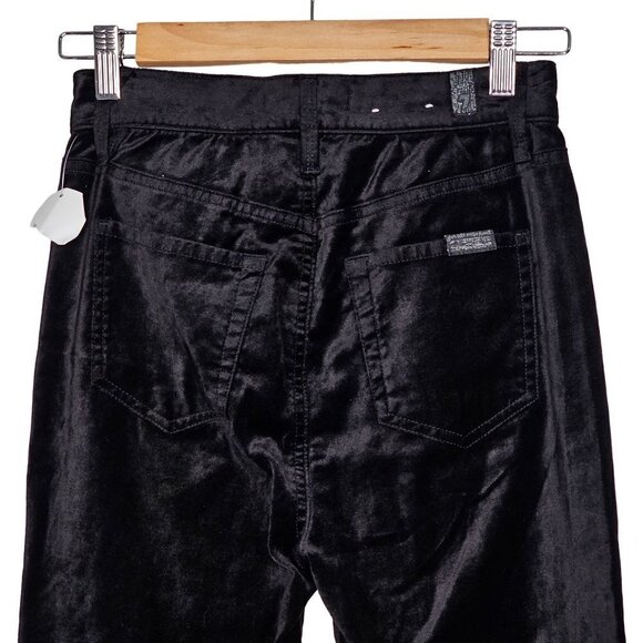 7 For All Mankind High-Waist Skinny Velvet Pants Button Fly Black Women Size 25 - Picture 7 of 16